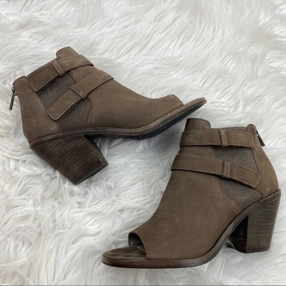 Eileen Fisher Peep Toe Heeled Booties Brown Size 7 - Picture 1 of 9